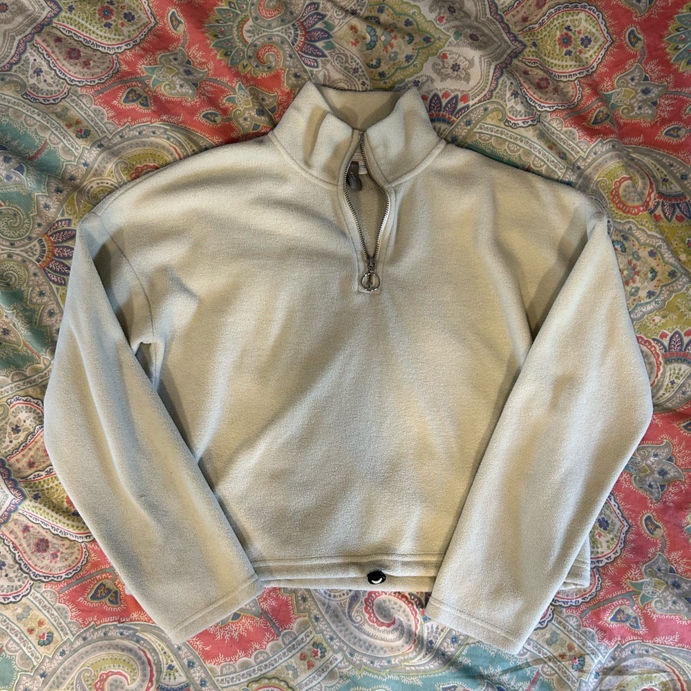 ONLY 1/4 Zip Fleece Cropped Top